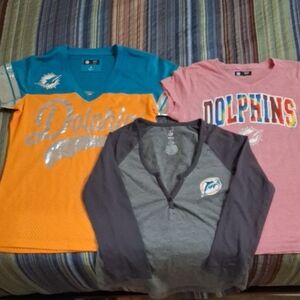 Official NFL Dolphins Women's Jersey N Tee's - Teal, Orange, Pink, and Gray